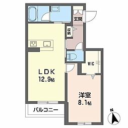 カーサ・ヴェルドール 1LDKの間取図画像