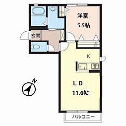 ショーエーハイツ1 1LDKの間取図画像