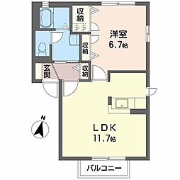 ルーチェベガA 1LDKの間取図画像
