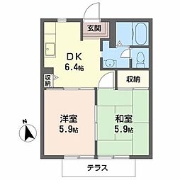 コーポエクセレント3 2DKの間取図画像