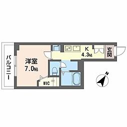 椛コート 1Kの間取図画像