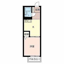 メゾンロックス 1Kの間取図画像