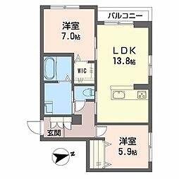ベル セレーノ みらいエコ対象物件 2LDKの間取図画像