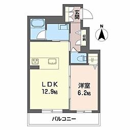 シャーメゾン片塩 2階1LDKの間取り