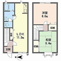 プロシード當麻 1階2LDKの間取り
