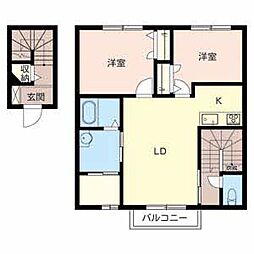 ヴェルジェ 2階2LDKの間取り