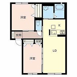 シャーメゾン　ベルデ 1階2LDKの間取り