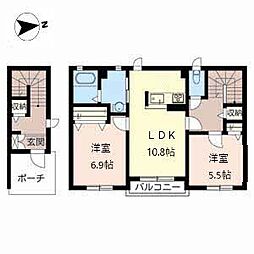 エレガンシア 2階2LDKの間取り