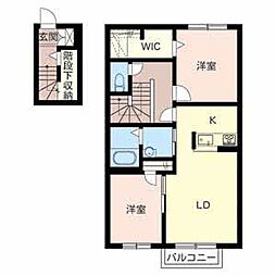 シャーメゾン　秋山Ｃ 2階2LDKの間取り