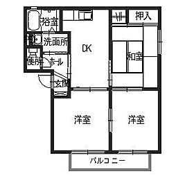 アガーペ御陵前 2階3DKの間取り