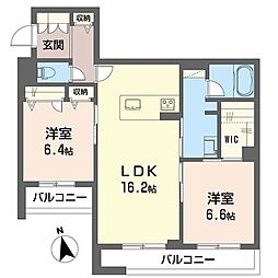 シャーメゾンフゥ 2階2LDKの間取り