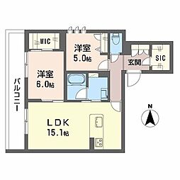 ジェイエイチエスプレミア西大寺 2LDKの間取図画像