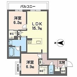 シャトードール　リュミエール 0201 2階2LDKの間取り