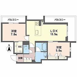 シャーメゾン 香芝 ワイケイ 2LDKの間取図画像