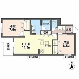 シャーメゾン 香芝 ワイケイ 2LDKの間取図画像