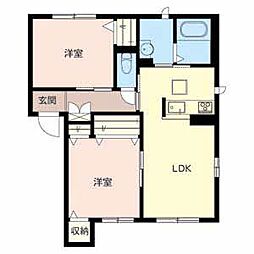 グリーン　アヴェニュー　丸中 1階2LDKの間取り