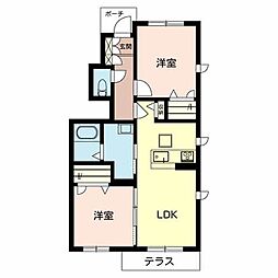 エクセルV 1階2LDKの間取り