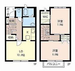 ウェスト・オーク 2LDKの間取図画像