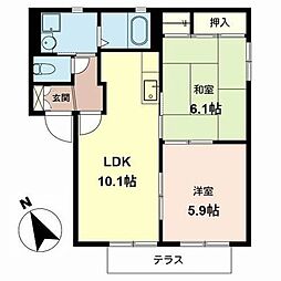 ルミナスコートA棟 2LDKの間取図画像