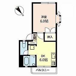 エステート・シバタ 2階1DKの間取り