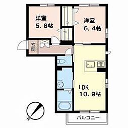 シャーメゾンHIKA 2LDKの間取図画像