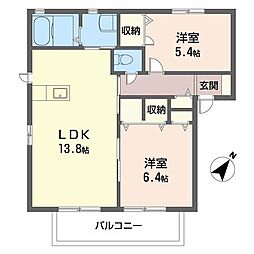 アン・セリジェ　II 1階2LDKの間取り
