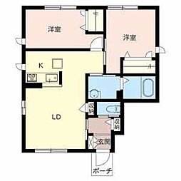 ボヌールN 2LDKの間取図画像