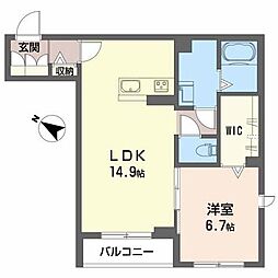 ラ　カーサ　フェリーチェ 2階1LDKの間取り