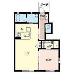 シャーメゾンコートＮ 1階1LDKの間取り
