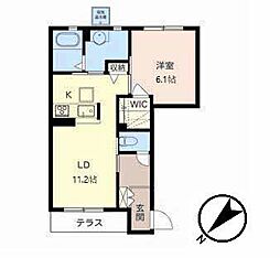 シャーメゾン桜井谷 1LDKの間取図画像