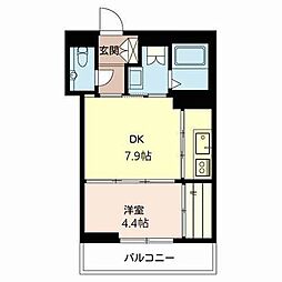 シャーメゾン甲子園口1丁目レジデンスウエスト 1DKの間取図画像