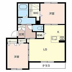 ＳＩＥＲＲＡ　ＣＯＵＲＴ（シエラ　コート） 1階2LDKの間取り