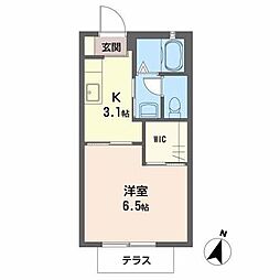 グリーン・ハイツ新在家 1Kの間取図画像
