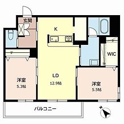 シャーメゾンヴィルゴ 2LDKの間取図画像