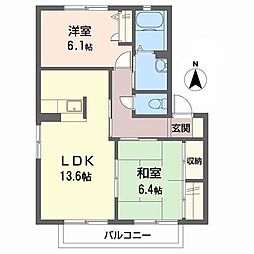 フェリシティ−Ｂ・Ｄ 2階2LDKの間取り