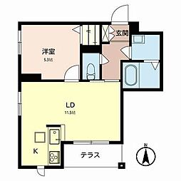 シオン枚方 1LDKの間取図画像