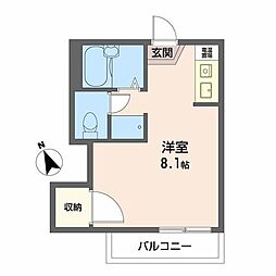 ルポズワール 0207 2階ワンルームの間取り