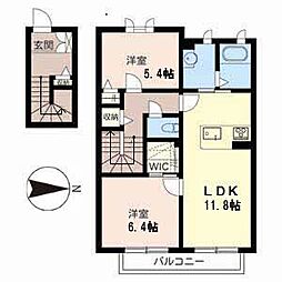 イズ　ドリーム 2階2LDKの間取り