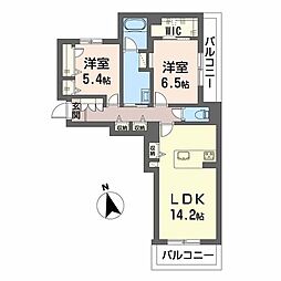 グランドルフ 2LDKの間取図画像