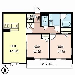 ベレオMOE 2LDKの間取図画像