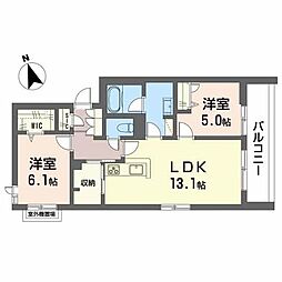 シャーメゾン住ノ江駅前 2LDKの間取図画像