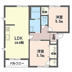 サニーヴィラ 2LDKの間取図画像