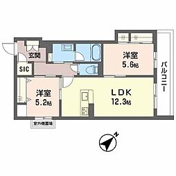 シャーメゾンセオ帝塚山 2LDKの間取図画像