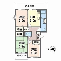 メゾンフロレスタ 3DKの間取図画像