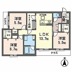 シャーメゾン一期一会天美 3LDKの間取図画像