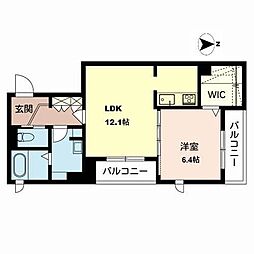 カーサレジオやまさか 1LDKの間取図画像