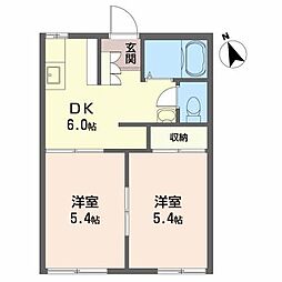 フォーブル南光台 2DKの間取図画像
