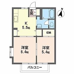 ディーセントA 2Kの間取図画像