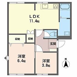 プラヴァー南光台 2LDKの間取図画像