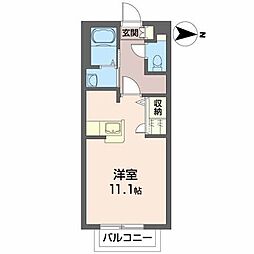 グリーンヒルズ旭ヶ丘 2階ワンルームの間取り